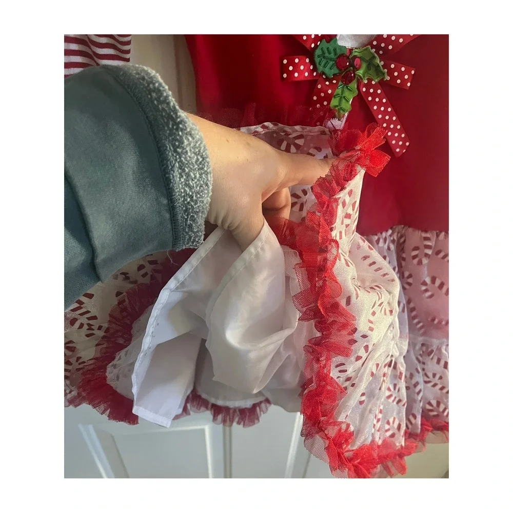 Little Girls Holiday Candy Cane Red and White Striped Tutu Dress Sz‎ 5
